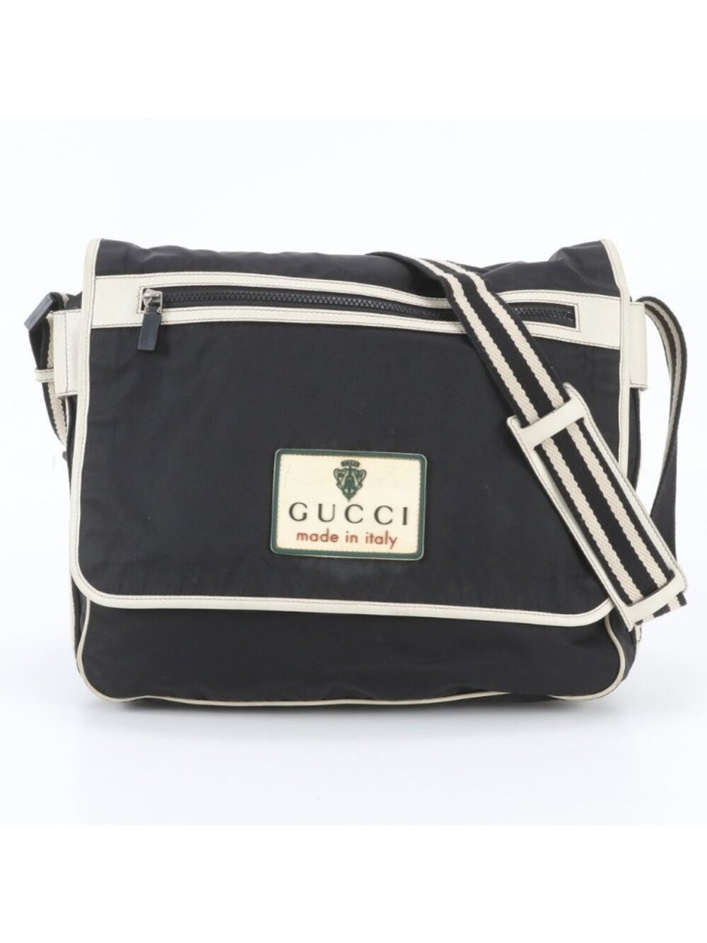 Gucci Leather Nylon Shoulder Bag Crossbody Messenger Business Black